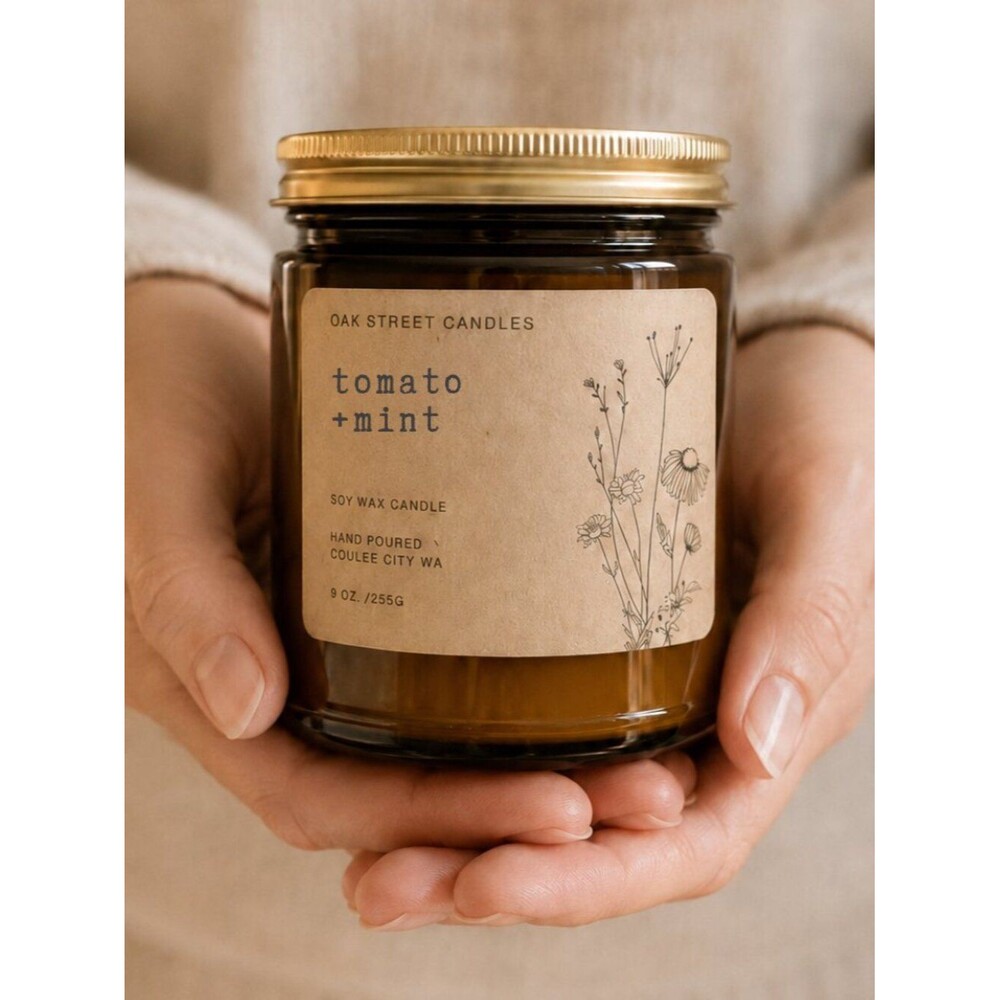 Oak Street Candles Tomato + Mint Soy Candle 9 Oz